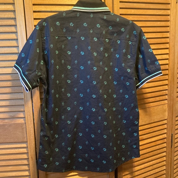 G-Net Black Slim Fitted Shirt w/Turquoise Prints - Picture 9 of 12